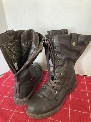 Botas para mujer Wanted talla 8 100 % cuero sintético cremallera superior espalda cordones altos Foto 1 de 4