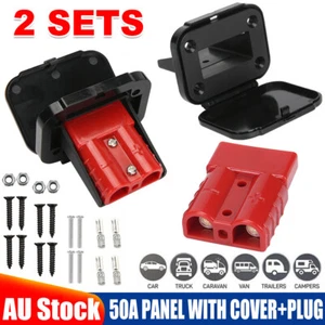 Anderson Plug Dual Flush Mount 50Amp Mounting Bracket Panel Tool Kit for Caravan - Picture 1 of 12
