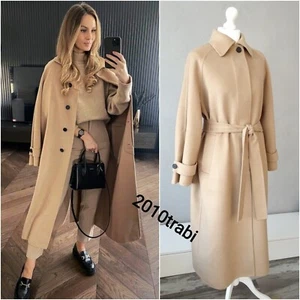 ZARA CAMEL HANDMADE WOOL BLEND COAT WITH BELT SIZE XS UK 8 10 - Picture 1 of 24