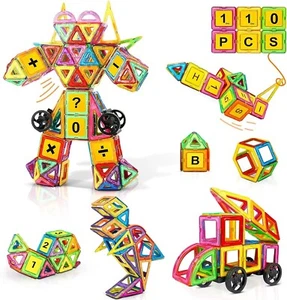 110PCS Magnet Building Blocks Magnetic Tiles Race Track Set Birthday Gift - Picture 1 of 7