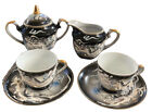 Vtg 6 Pc Dragonware Moriage Tea Coffee Set Demitasse Cups Sugar Creamer Blue Eye