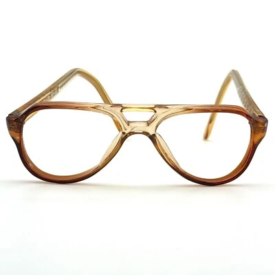 Vintage 60s 70s Boys Childrens Eyeglasses Aviator Frames Retro Clear Brown Ombre - Image 1 of 4