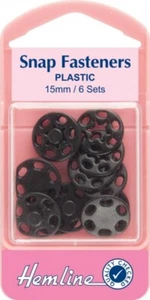 Hemline 15mm Sew On Plastic Press Snap Fasteners Black - each - Picture 1 of 1