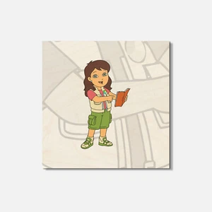 Go Diego Go Cartoon Alicia 4'' X 4'' Square Wooden Coaster - Imagen 1 de 3