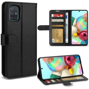 Handy Hülle für Samsung Galaxy A71 Tasche Schwarz Schutzhülle Flip Case Cover - Bild 1 von 10