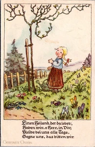 Feliz Pascua Niña, Finen Heiland Postal Vintage C182 - Imagen 1 de 2
