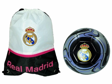 Real Madrid Officially Licensed Soccer Ball Size 5 & Cinch Bag 05-4 Cover