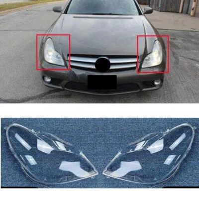 Para Mercedes-Benz CLS W219 2006-2011 Un par de lentes de faros cubierta transparente + pegamento Foto 1 de 4