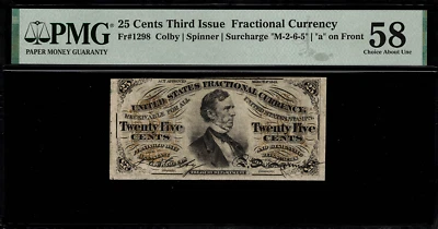 FR-1298 $0.25 Third Issue Fractional Currency - 25 Cents - PMG 58 - Image 1 of 2