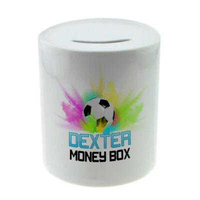 Personalised Any Name Football Savings Children Money Box Printed Gift 25 - Image 1 of 4