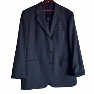 Louis Feraud Sportcoat Size 42R Tropical Wool Navy Blue 3-Button Glen Plaid FLAW - Picture 1 of 10