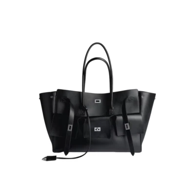 Bolso de Mano BALENCIAGA Bel Air Grande $6700 Negro Cuero Liso Nuevo y Auténtico Foto 1 de 4