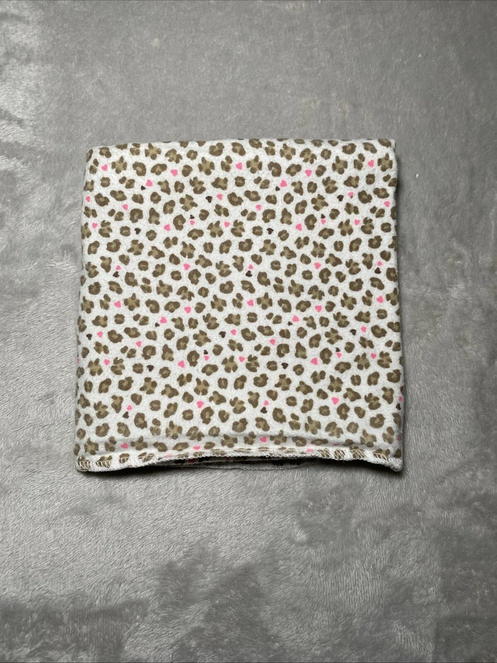 Carters Child of Mine Leopard Cheetah Baby Blanket Heart Flannel Receiving Lovey - Image 1 of 4