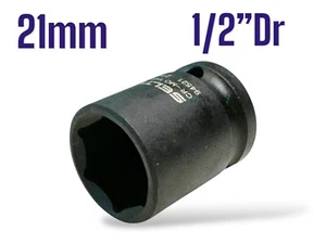 21mm Impact Socket 1/2” Dr 6 Point Standard Chrome MO Metric Sockets Tool Tools - Picture 1 of 9