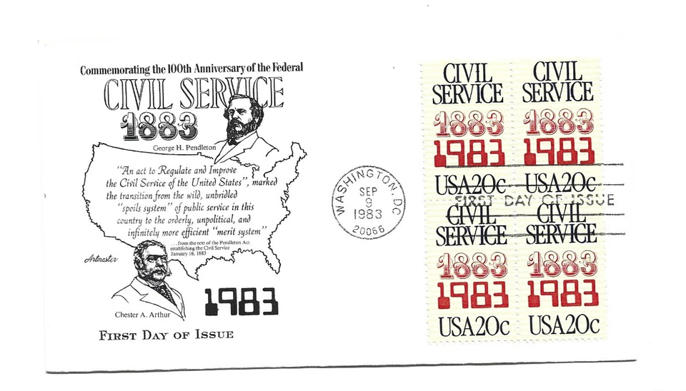 2053 Civil Service Centennial, Artmaster block of 4 FDC - Image 1 of 1