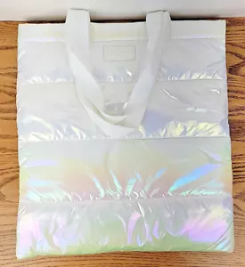 Bath and Body Works Iridescent White Puffer Tote Gift Bag NWOT NEW - Picture 1 of 4