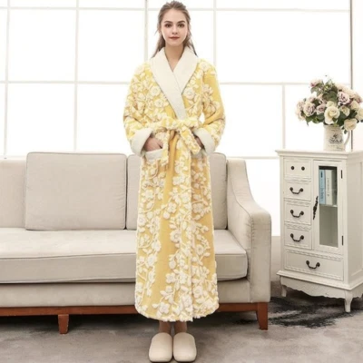 Lovers Robe Flannel Bathrobe Warm Kimono Bath Gown Sleepwar Night Wear Plus Size - Image 1 of 4