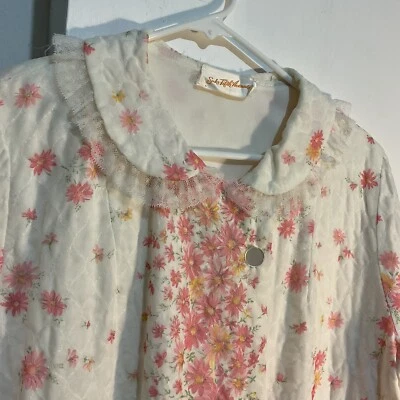 Vestido de Noche Vintage Saks Five Avenue Vestido de Dormir Floral Acolchado Nylon Talla L Foto 1 de 4