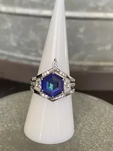 Bomb Party Ring RBP6137 “ADMIRE THE BEAUTY" Rainbow Alexandrite Ring SZ 9 HALO - Picture 1 of 13