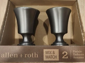 ALLEN + ROTH Curtain Rod Finials Brushed Pewter 0773157 2 Pack Set Mix & Match  - Picture 1 of 2