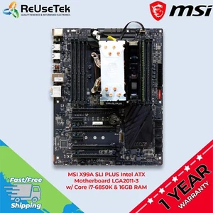 MSI X99A SLI PLUS Intel ATX Motherboard LGA2011-3 w/ Core i7-6850K & 16GB RAM - Picture 1 of 19