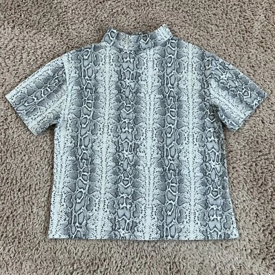 Top ZARA KIDS Gris Blanco Estampado Serpiente Manga Corta Cuello Simulado Niñas 9 Elastizado Años 90 Foto 1 de 4