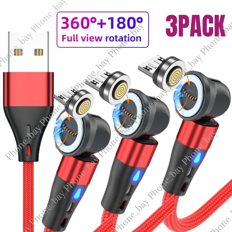 Paquete de 3 cables magnéticos micro USB de carga rápida para Android Samsung cable cargador Foto 1 de 4