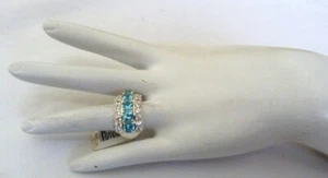 NEW W/TAGS DESIGNER 2.25 CTW APATITE 1CTW ZIRCON STERLING SILVER RING ~ SIZE 8.5 - Picture 1 of 11
