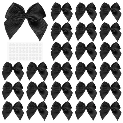 Mini Satin Ribbon Bows with Sticky Pads 1 Inch for DIY (50 Pack, Black) Foto 1 de 4