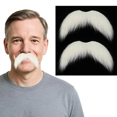 2 Piezas Hombres Bigote Falso Bigotes Realistas Cabello Facial Falso Barba para Juegos con disfraces Foto 1 de 4