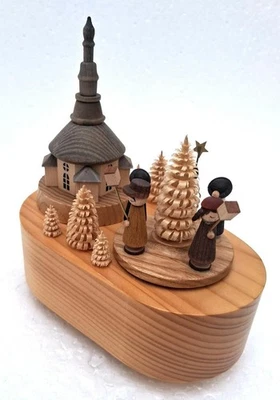 Musikdose, Holz, Spieluhr, Drehteller, SW: 18-er Sankyo, Mel.: "Süsser die Glock - Bild 1 von 4