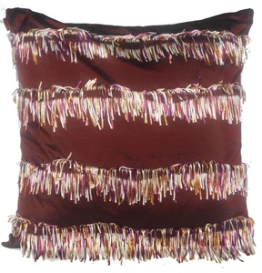MISSONI HOME CUSHION COVER 60x60cm SILK BLEND FRINGES PAMIR T28 - Picture 1 of 4