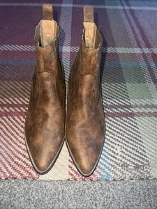 Dune London Brown Nubuck Ankle Cowboy Western Festival Boho Boots EU40 UK7 - Picture 1 of 12