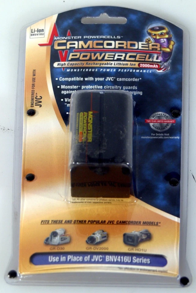 MONSTER JVC CAMCORDER BATTERY RECHARGEABLE LITHIUM ION - Image 1 of 1