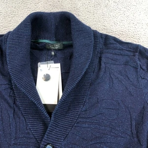 Zara Man Pullover Erwachsene Extra Large Blau Schalkragen Strukturstrick Cardigan NEU - Bild 1 von 13