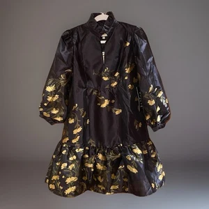 Tuckernuck Navy Jasmine Vine Jacquard Palmerston Dress Size XS Quiet Luxury Art - Picture 1 of 14