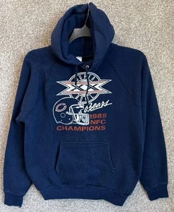 Vintage 80s NFL Mens Chicago Bears 1985 NFC Double Sided Hoodie Size Large USA - Picture 1 of 15