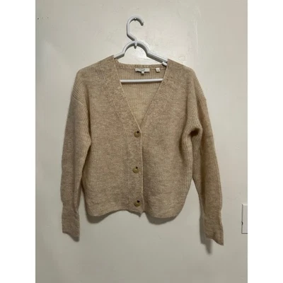 Cárdigan Suéter Vince Mohair Mezcla Beige Neutro Botón Frontal Cuello en V Talla S Foto 1 de 4