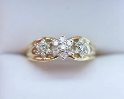 2Ct Round Cut Lab Created Diamond Cluster Engagement Ring 14K Yellow Gold Plated - Image 1 of 4