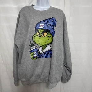 Gildan “Buffalo Bills” Grinch Crewneck Sweatshirt Gray XL Heavy Blend - Picture 1 of 15