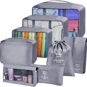 8 PCS Packing Cubes for Travel, Waterproof Travel Bags Organiser (Light Grey) - Picture 1 of 6
