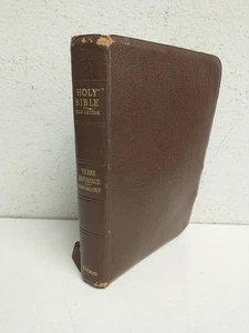 Holy Bible KJV Holman Verse Reference Edition Brown Calfskin Gold Leaf - Foto 1 di 7