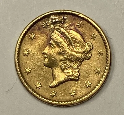 1852 Type 1 Liberty Gold Dollar. 1.00. Damaged. EF. .04837oz AGW. - Image 1 of 3