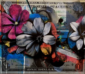 Chris Boyle Hiding in the Flowers 1/1 Money Art Collectible Dollars - Bild 1 von 4