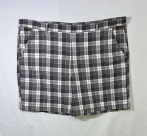 Faded Glory Shorts Mens  Outdoors  Hiking, 50” 8” Inches Gray Plaid 100% Cotton - Picture 1 of 11
