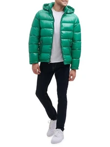 Guess Big Mens Jacket Coat 2X Puffer Quilted Insulated Zip Removable Hood Green - Picture 1 of 11