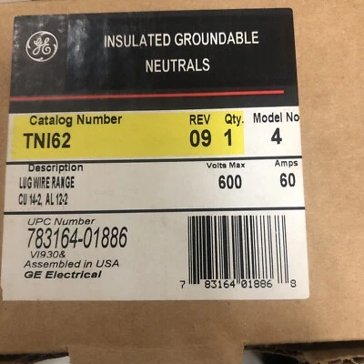 General Electric GE TNI62 Insulated Groundable Neutral 60A 600V - Image 1 of 4