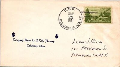 9.22.1951 - Cruiser's Bear City's Names - USS Columbus - F40112 - Image 1 of 2