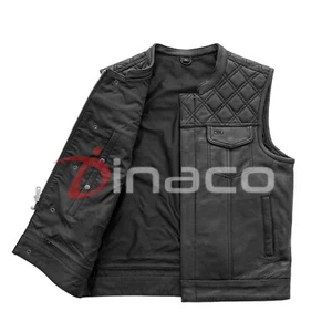 Echt Rindsleder Biker Weste Herren klassisch schwarz Motorradjacke - Bild 1 von 6