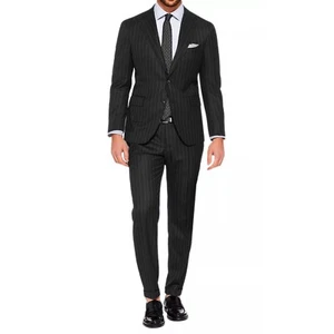 Abito Uomo Blu Gessato Vestito A Righe Completo Elegante Sartoriale Slim VEQUE - Imagen 1 de 14